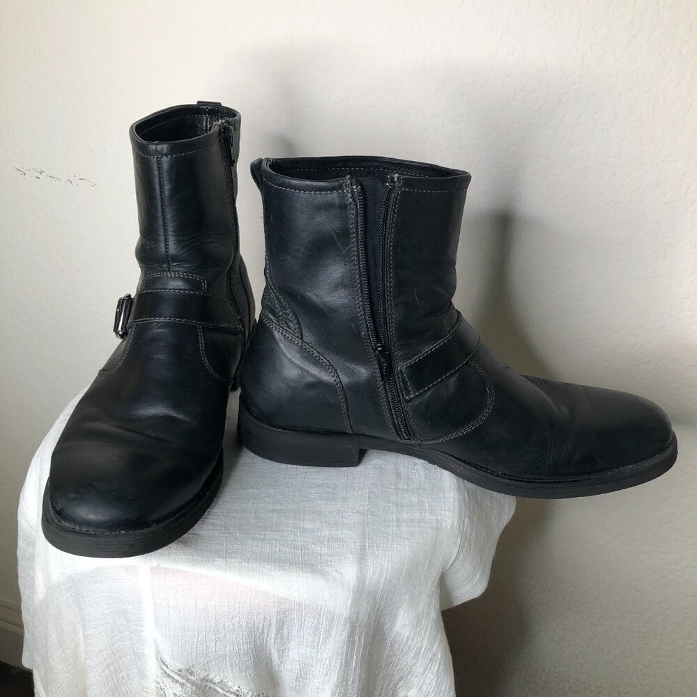 EXCELLENT Men's/ Women's Black Leather Short Zip Boots/ Size 11M - Picture 3 of 10